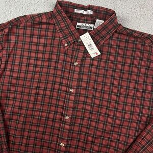 Vintage Key Elements 90's Button Shirt Plaid Red Long Sleeve Sz Large NOS‎